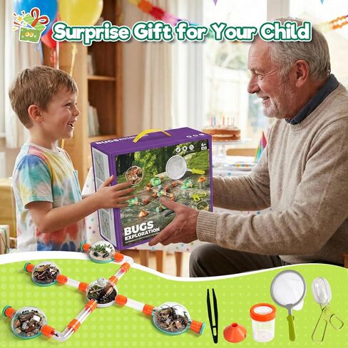 Bug Catcher for Kids, Bug Catcher Kit for Kids with Insect Net and Tweezers, Insect Habitat, Outdoor Toy for Ages 4-8, Bug Box, Birthday Gift for Kids Age 4 5 6 7 8-12 Boys Girls in Kuwait