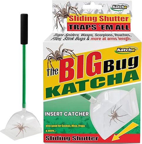 Katcha Acrylic Humane Bug Catcher - 25" Long Spider Catcher and Release Tool with Large Plastic Container, Versatile Insect and Bug Grabber Tool for Lizards, Roach, Cicadas, Spiders, and Frogs in Kuwait
