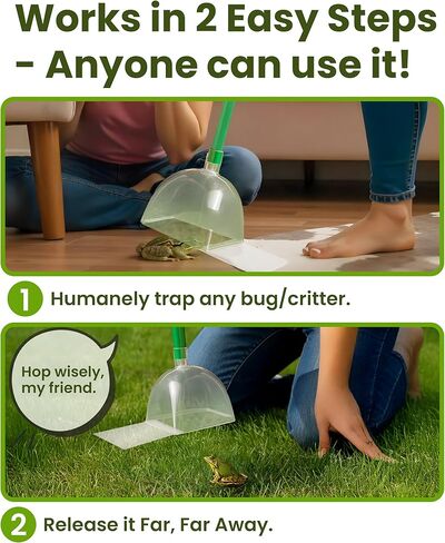 Katcha Acrylic Humane Bug Catcher - 25" Long Spider Catcher and Release Tool with Large Plastic Container, Versatile Insect and Bug Grabber Tool for Lizards, Roach, Cicadas, Spiders, and Frogs in Kuwait