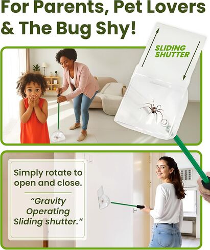 Katcha Acrylic Humane Bug Catcher - 25" Long Spider Catcher and Release Tool with Large Plastic Container, Versatile Insect and Bug Grabber Tool for Lizards, Roach, Cicadas, Spiders, and Frogs in Kuwait