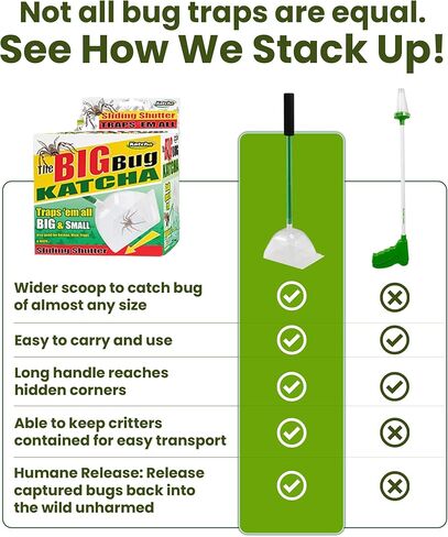 Katcha Acrylic Humane Bug Catcher - 25" Long Spider Catcher and Release Tool with Large Plastic Container, Versatile Insect and Bug Grabber Tool for Lizards, Roach, Cicadas, Spiders, and Frogs in Kuwait