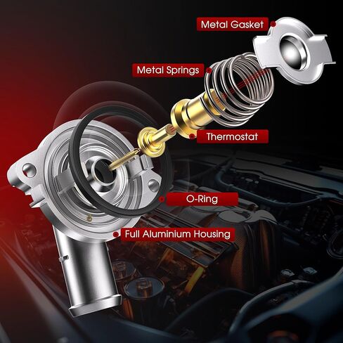 Upgrade Aluminium Engine Coolant Thermostat Housing Assembly Compatible with 2011-2022 Chrysler 300, 2011-2022 Dodge Challenger Charger, Replaces 902-3035 5184977AD 5184977AE in Kuwait