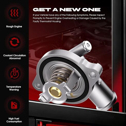 Upgrade Aluminium Engine Coolant Thermostat Housing Assembly Compatible with 2011-2022 Chrysler 300, 2011-2022 Dodge Challenger Charger, Replaces 902-3035 5184977AD 5184977AE in Kuwait