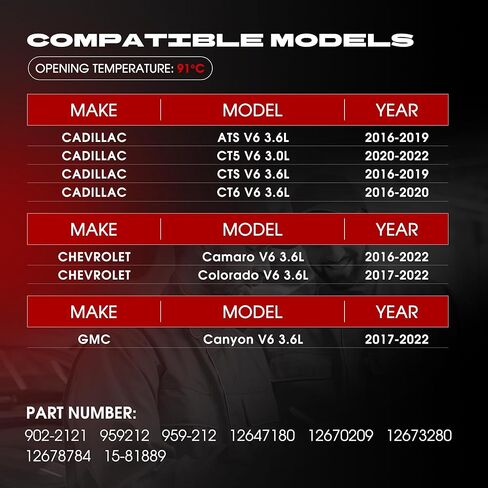 ترقية مجموعة مبيت ترموستات الألومنيوم المتوافقة مع Chevy Camaro 2016-2022، Colorado 2017-2022 GMC Canyon، Cadillac ATS CTS CT6 2016-2019، يستبدل 902-2121 12647180 12670209 in Kuwait