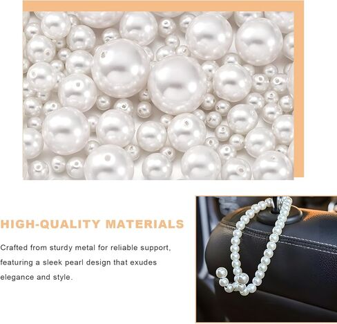 2 PCS Elegant Pearl Car Seat Headrest Hook, Cute Pearl Car Seat Back Hook Storage Organizer, Exquisite Headrest Hanger Purse Holder Interior Decoration for Women Girls in Kuwait