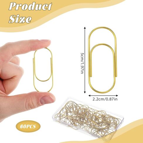 60PCS Large Gold Paper Clips, 2 Inch Big Paper Clips, Jumbo Paperclips for Office, School, and Home Use in Kuwait