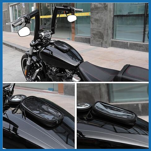 Universal 7'' Magnetic Tank Bag with Headphone Hole PU Leather Waterproof Motorbike Saddlebag for Motorcycle Item Replacement in Kuwait