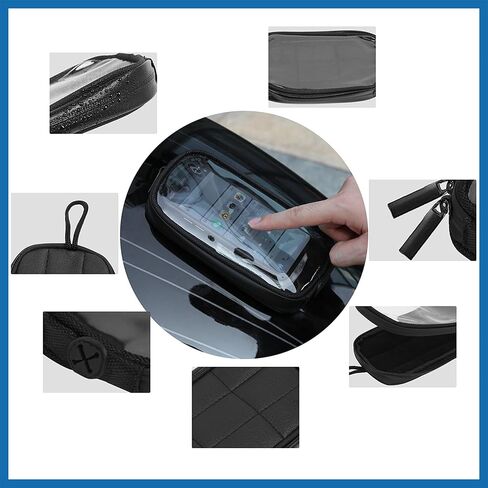 Universal 7'' Magnetic Tank Bag with Headphone Hole PU Leather Waterproof Motorbike Saddlebag for Motorcycle Item Replacement in Kuwait