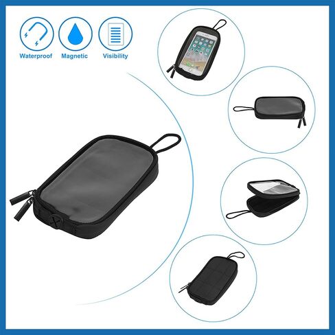 Universal 7'' Magnetic Tank Bag with Headphone Hole PU Leather Waterproof Motorbike Saddlebag for Motorcycle Item Replacement in Kuwait
