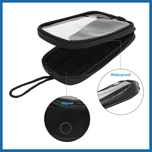 Universal 7'' Magnetic Tank Bag with Headphone Hole PU Leather Waterproof Motorbike Saddlebag for Motorcycle Item Replacement in Kuwait