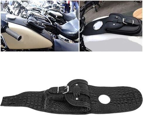 Motorcycle PU Leather Fuel Pad with Pouch - Install for Bikers (Black Crocodile) in Kuwait