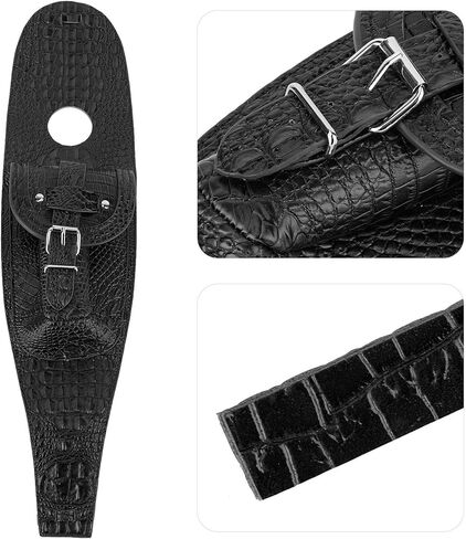 Motorcycle PU Leather Fuel Pad with Pouch - Install for Bikers (Black Crocodile) in Kuwait