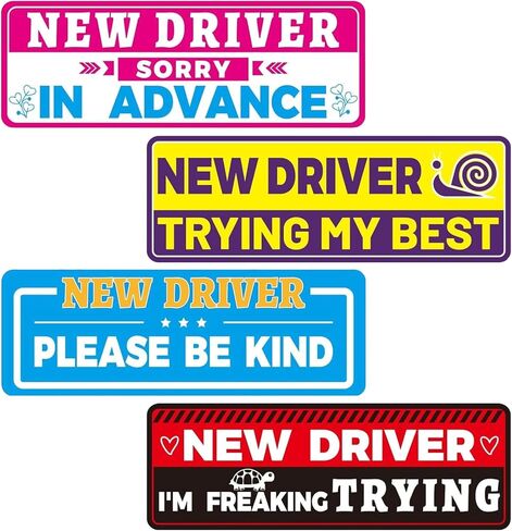 3-Pack Student Driver Magnets for Car, Funny Rose Red Reflective Magnetic Sign, Reusable New Driver Bumper Sticker for Women, Teens and Novice Drivers in Saudi Arabia