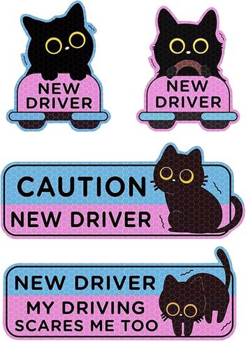 3-Pack Student Driver Magnets for Car, Funny Rose Red Reflective Magnetic Sign, Reusable New Driver Bumper Sticker for Women, Teens and Novice Drivers in Saudi Arabia