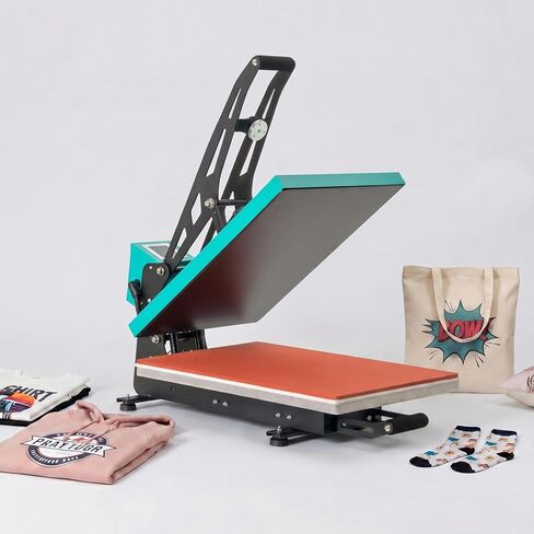 Professional 16x24 Inch Heat Press Machine, 2000W High Power Manual T-Shirt Press with Slide-Out Drawer, Teflon Coated Heating Plate, Industrial Grade Heat Transfer for DTF, HTV, Vinyl, Purple in Kuwait
