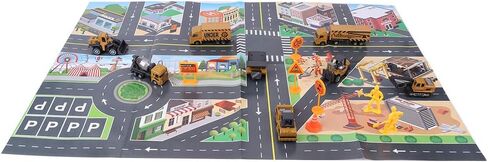 1:64 Scale Engineering Vehicle Model Toy Set, 8pcs Highly Simulation Alloy Construction Vehicles with Rotating Wheels, for Kids Ages 3 and Up in Kuwait