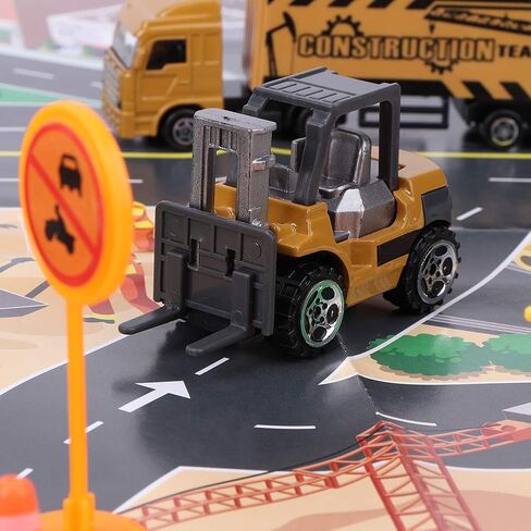 1:64 Scale Engineering Vehicle Model Toy Set, 8pcs Highly Simulation Alloy Construction Vehicles with Rotating Wheels, for Kids Ages 3 and Up in Kuwait