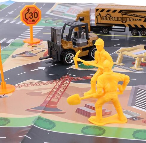1:64 Scale Engineering Vehicle Model Toy Set, 8pcs Highly Simulation Alloy Construction Vehicles with Rotating Wheels, for Kids Ages 3 and Up in Kuwait