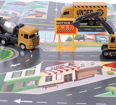 1:64 Scale Engineering Vehicle Model Toy Set, 8pcs Highly Simulation Alloy Construction Vehicles with Rotating Wheels, for Kids Ages 3 and Up in Kuwait