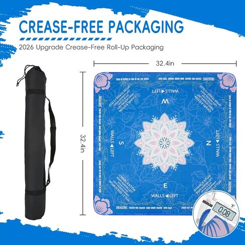 Mahjong Mat (32.6" x 32.6") with Black Carrying Bag, Anti-Slip, Noise-Reducing Mahjong Mat for Table, Board Games, Tile Games and Cards in Kuwait