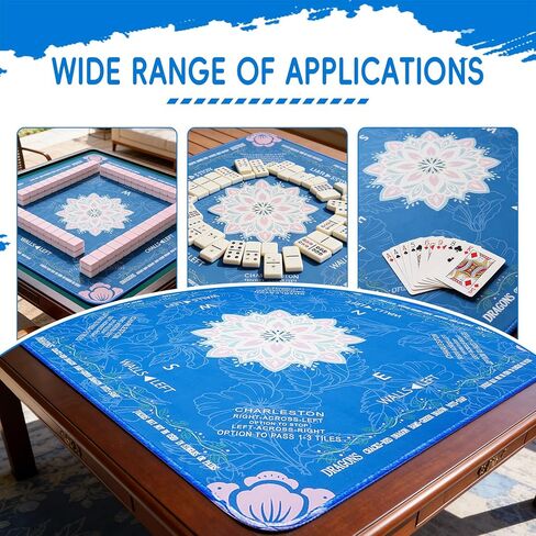 Mahjong Mat (32.6" x 32.6") with Black Carrying Bag, Anti-Slip, Noise-Reducing Mahjong Mat for Table, Board Games, Tile Games and Cards in Kuwait