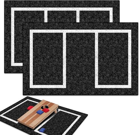 2 Packs Cornhole Mats 5 x 8 Ft Felt Prevent Slipping Cornhole Pads for Cornhole Board Pitch Pads Cornhole Board Accessories Mats on Grass Bags Clean (White Line) in Kuwait