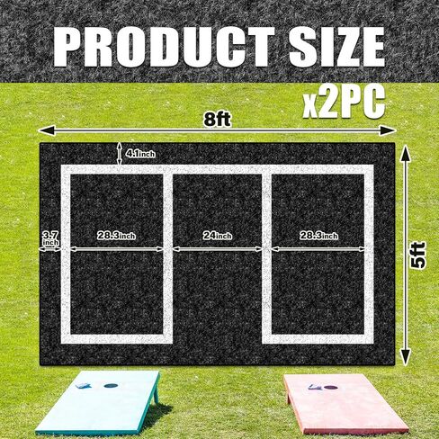 2 Packs Cornhole Mats 5 x 8 Ft Felt Prevent Slipping Cornhole Pads for Cornhole Board Pitch Pads Cornhole Board Accessories Mats on Grass Bags Clean (White Line) in Kuwait