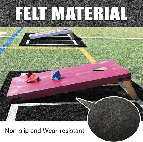 2 Packs Cornhole Mats 5 x 8 Ft Felt Prevent Slipping Cornhole Pads for Cornhole Board Pitch Pads Cornhole Board Accessories Mats on Grass Bags Clean (White Line) in Kuwait