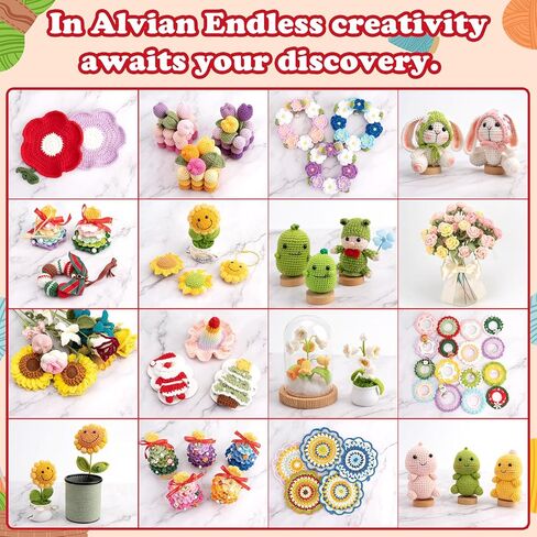 Alvian Coaster Crochet Knitting Kit for Beginners Craft Kit with Step-by-Step Video Tutorials Mini Handmade Gift for Birthday, Anniversary, Valentines (Flower Crochet Coaster kit) in Kuwait