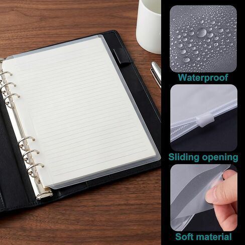 PAGOW 8pcs A5 Binder Pockets, 4 Styles Clear Binder Inserts Zipper Folders, Waterproof PVC A5 Planner Inserts Sleeves Budget Cash Envelope Pouches for 6-Ring Loose Leaf, Document, Saving Challenges in Kuwait
