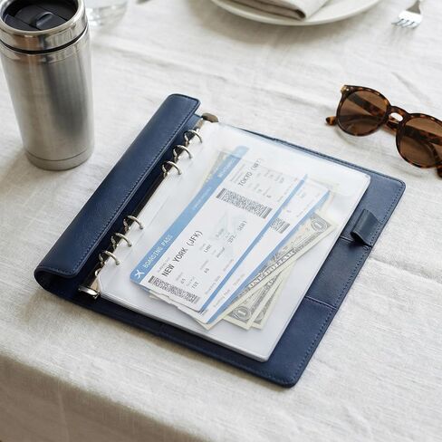 PAGOW 8pcs A5 Binder Pockets, 4 Styles Clear Binder Inserts Zipper Folders, Waterproof PVC A5 Planner Inserts Sleeves Budget Cash Envelope Pouches for 6-Ring Loose Leaf, Document, Saving Challenges in Kuwait