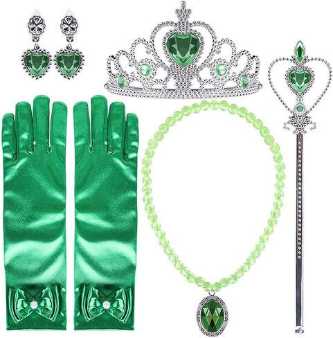 Orgrimmar Princess Dress Up Accessories, Princess Crown Wand Gloves Necklaces Earrings for Girls, Presents for Kids Children in Kuwait