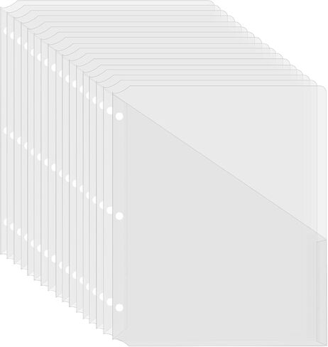 Binditek 50 Pack Transparent Clear Slash File Jacket with 3 Holes, Pocket Folders for 3 Ring Binder, Fits 8.5 x 11 Inch Documents, Ideal for Office, Classroom, and Organizing Papers in Kuwait