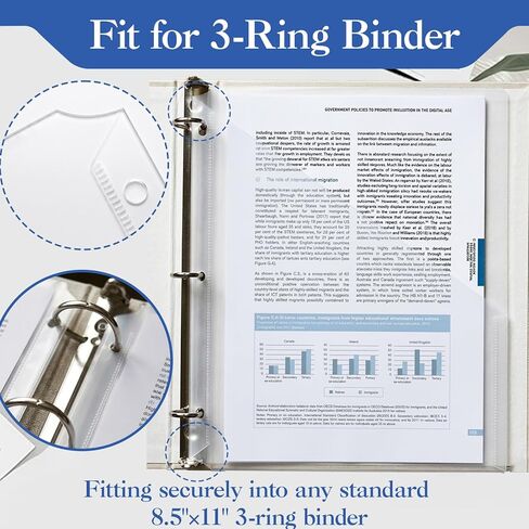 Binditek 50 Pack Transparent Clear Slash File Jacket with 3 Holes, Pocket Folders for 3 Ring Binder, Fits 8.5 x 11 Inch Documents, Ideal for Office, Classroom, and Organizing Papers in Kuwait