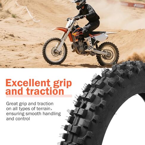 80/100-12 3.00-12 Dirt Bike Rear Tire and Inner Tube,80-100-12 Dirt Bike Tire Compatible with Honda CRF70 XR70 CR60R KLX110 KX60 Kawasaki KLX110 Yamaha PW80 TTR90 Tuttio Off Road Motorcycle in Kuwait