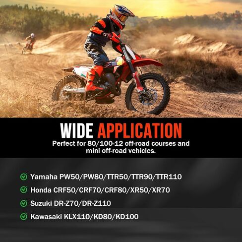 80/100-12 3.00-12 Dirt Bike Rear Tire and Inner Tube,80-100-12 Dirt Bike Tire Compatible with Honda CRF70 XR70 CR60R KLX110 KX60 Kawasaki KLX110 Yamaha PW80 TTR90 Tuttio Off Road Motorcycle in Kuwait