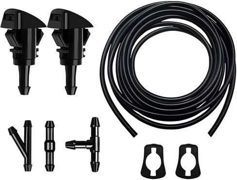 HZEL Car Windshield Washer Nozzles Kit, OEM# 5116079AA Vehicle Windshield Spray Nozzles and Fluid Hose with Connectors, Auto Replacement Accessories, Compatible with Patriot Caliber Journey in Kuwait