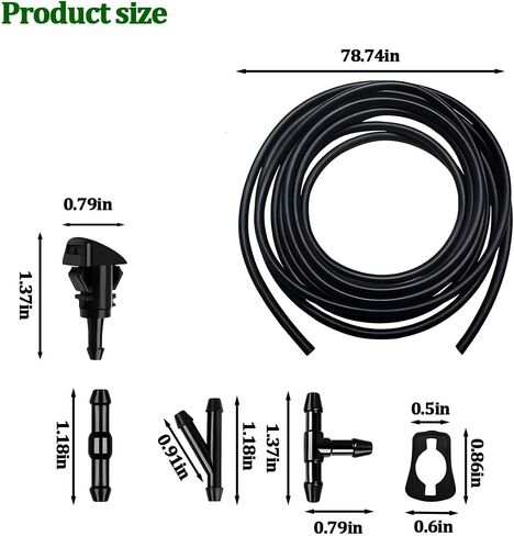 HZEL Car Windshield Washer Nozzles Kit, OEM# 5116079AA Vehicle Windshield Spray Nozzles and Fluid Hose with Connectors, Auto Replacement Accessories, Compatible with Patriot Caliber Journey in Kuwait