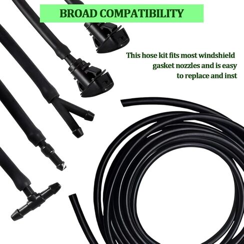 HZEL Car Windshield Washer Nozzles Kit, OEM# 5116079AA Vehicle Windshield Spray Nozzles and Fluid Hose with Connectors, Auto Replacement Accessories, Compatible with Patriot Caliber Journey in Kuwait