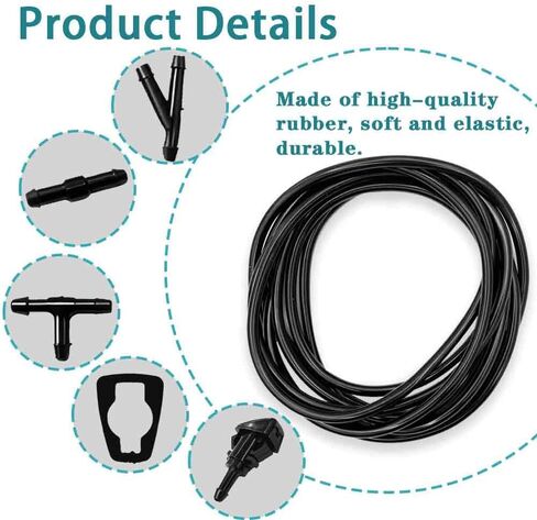 Windshield Repair Kit, Windshield Washer Hose, 5 M Liquid Top, 12 Top Connectors, 2 Knees, 2 Water Spray Nozzles, Suitable for Most Car Windshield Tubes in Kuwait