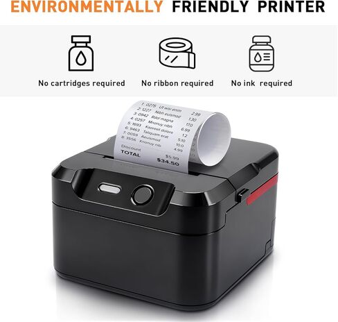 POS Printer, 58mm USB Thermal Receipt Printer, Restaurant Kitchen Printer with Cutting Support Cash Drawer USB Serial Interface for Windows/Mac/Linux in Kuwait