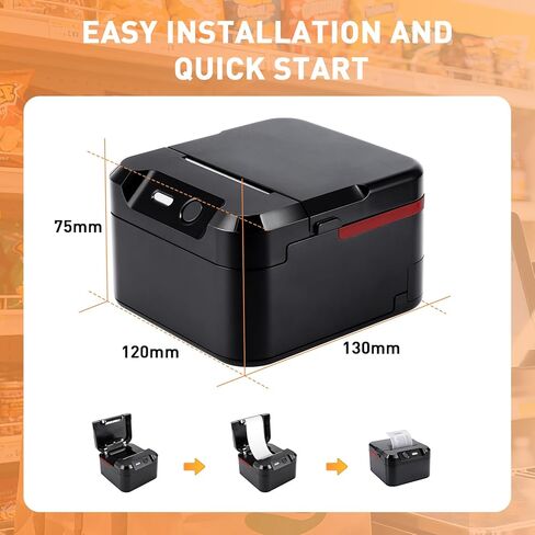 POS Printer, 58mm USB Thermal Receipt Printer, Restaurant Kitchen Printer with Cutting Support Cash Drawer USB Serial Interface for Windows/Mac/Linux in Kuwait