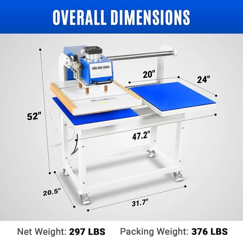 MechMaxx 20x24 Inch (50x60cm) Commercial Pneumatic Dual Platen Heat Press Auto Lift Sublimation Transfer Machine with AIRTAC Pneumatic Components (110V 4HP), PUD2024 in Kuwait
