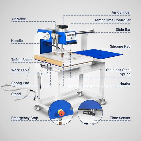 MechMaxx 20x24 Inch (50x60cm) Commercial Pneumatic Dual Platen Heat Press Auto Lift Sublimation Transfer Machine with AIRTAC Pneumatic Components (110V 4HP), PUD2024 in Kuwait