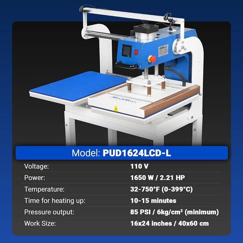 MechMaxx 16 × 24 بوصة مكبس حراري هوائي مزدوج - آلة نقل التسامي التلقائي لتحديد المواقع بالأشعة تحت الحمراء مع شاشة LCD تعمل باللمس بالكامل ومكونات هوائية AIRTAC (110 فولت 2.2 حصان)، PUD1624LCD-L in Kuwait
