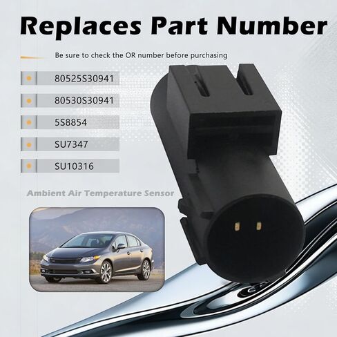 مستشعر درجة حرارة الهواء المحيط مع موصل سلك ضفيرة متوافق مع Honda Civic CR-V CRV 2006-2013 06 07 08 09 10 11 12 13 يستبدل # 80525S30941 80530S30941 5S8854 SU7347 SU10316 in Kuwait