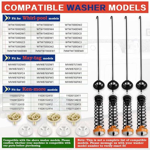 WTW7000DW3 WTW7500GC0 WTW7500GW0 MVWB765FC3 Washer Suspension Rod, 26 Inch Fit for Whirl-pool May-tag Ken-more Cro-sley WTW7000DW4 MVWB766FW1 WTW7000DW0 MVWB757JW0 11026132412 11026132413 11020372710 in Kuwait