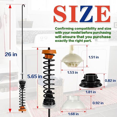 WTW7000DW3 WTW7500GC0 WTW7500GW0 MVWB765FC3 Washer Suspension Rod, 26 Inch Fit for Whirl-pool May-tag Ken-more Cro-sley WTW7000DW4 MVWB766FW1 WTW7000DW0 MVWB757JW0 11026132412 11026132413 11020372710 in Kuwait