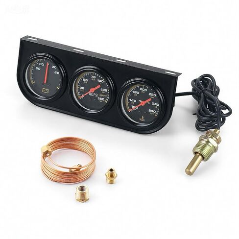 2"/52mm Triple Gauge Set, Ampere Meter (-60-60 AMP) & Oil Pressure Meter (0-150 PSI) & Water Temperature (100-250°F), 3-in-1 Auto Gauges for 12V Cars Vehicle Truck Automotive Ship Boat Marine in Kuwait