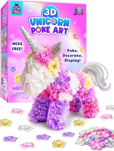PURPLE LADYBUG 3D Poke in Art Kit - Mess-Free Unicorn Craft Birthday Gift for Girls Ages 4 5 6 7 8 9, Fun Summer Vacation Crafts and Arts Kit for Kids, DIY Floral Decorating Toy for Kids in Kuwait